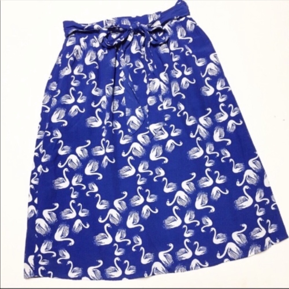 Anthropologie Porridge swan midi skirt